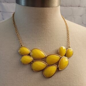Jane Stone Statement Necklace Goldtone Yellow